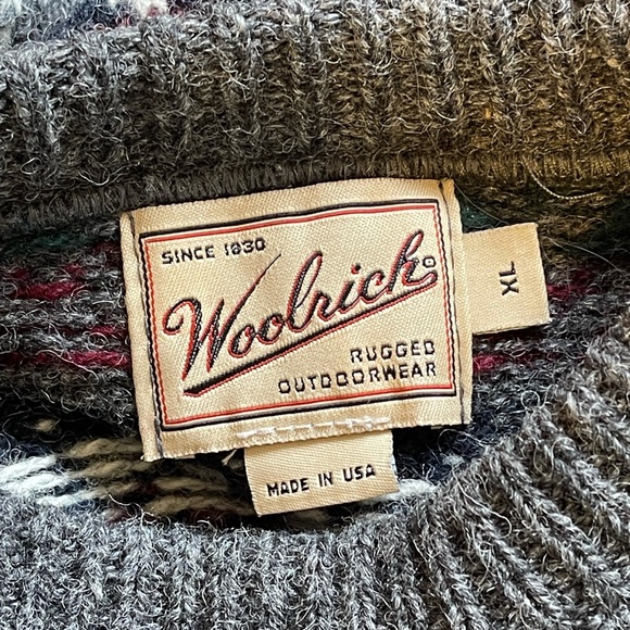 Woolrich Fair Isle Gray Wool Sweater XL - Picture 9 of 11